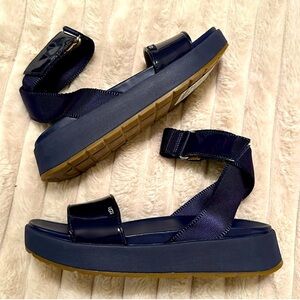 UGG leather ankle wrap platform sandals